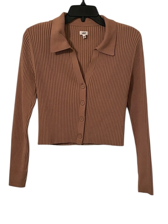 aerie Sweaters - Aerie Women's Camel Brown Ribbed V-Neck Button Front Cardigan Sweater‎ Size L